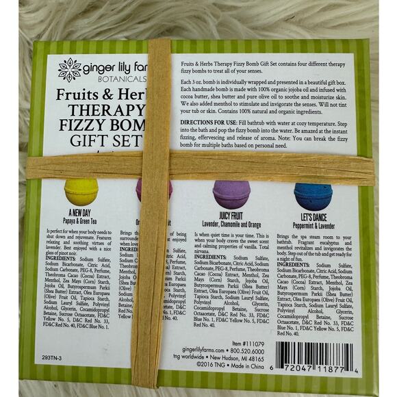Ginger Lily Farms Fruits & Herbs Therapy Fizzy Bath Bomb Gift Set, 4 Ct, 3 Oz ea - Picture 5 of 9